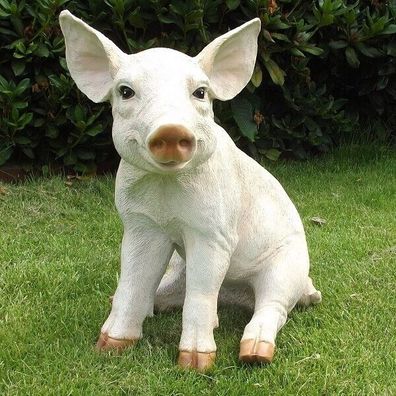 Gartenfigur Schwein Ferkel ca. 46cm sitzend 2172 Haus Garten lebensecht Figur