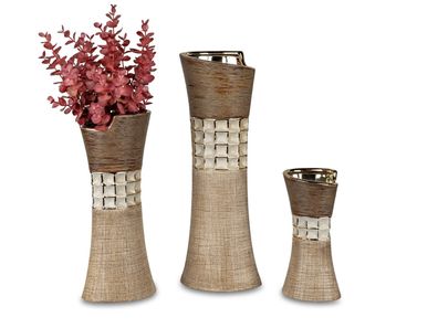 Formano 1 Stueck Vase Creme-Braun 40 cm aus Keramik - Dekoration fuer ein schoenes Zu