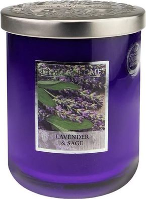 Heart & Home Grosse Duftkerze im Glas Duftnote Lavender & Sage (Lavendel&Salbei) 340g