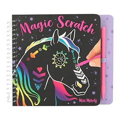 Depesche 12114 Miss Melody - Mini Magic Scratch Book mit niedlichen Pferde-Motiven zu