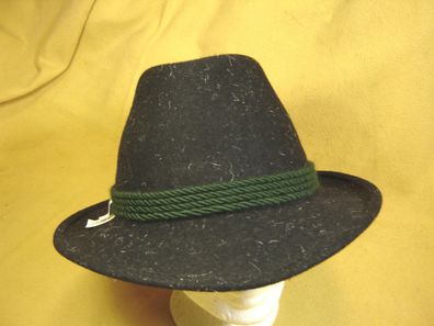 Trachtenhut tölzer Form Rauhloden schwarz mit Stichel Kordel grün Gr 59