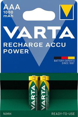 Varta - AAA (Micro) / HR03 (5703) - 1,2 Volt 1000mAh LSD-NiMH Akku (Ready-to-Use) ...