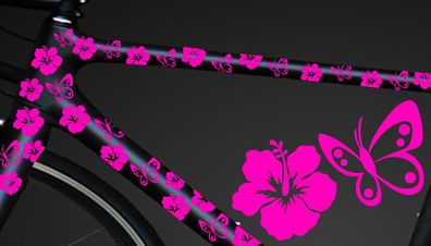 12-teiliges Fahrrad Hibiscus Aufkleber Hibiskus Blumen Schmetterlinge Bike