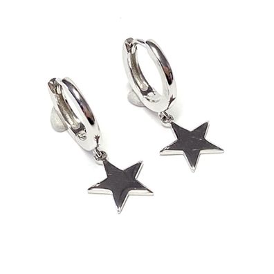 kleine Sterne in 925/ - Silber rhod als Creole mit Einhänger