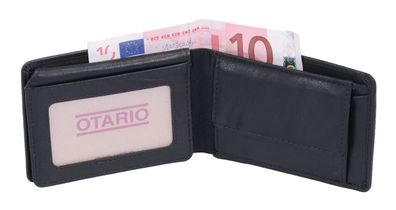 kleine Herrenbörse Brieftasche Leder, schwarz