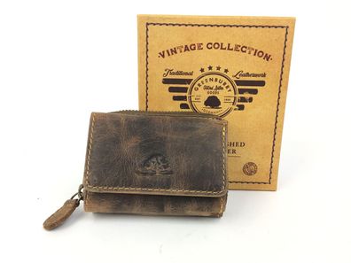 kleine Vintage Lederbörse Reiverschluss Geldbörse Leder braun