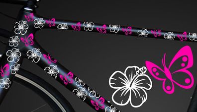 12-teiliges Fahrrad Hibiscus Aufkleber Hibiskus Blumen Schmetterlinge BikeCyr