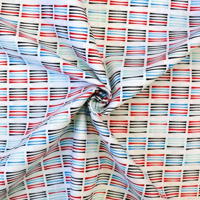 Baumwollpopeline - weiß/ blau/ mint/ rot - Stripes - 100% Baumwolle - USA Stoffe