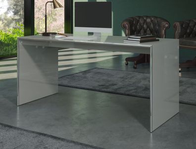 Schreibtisch grau Hochglanz Lack Chrom Laptoptisch aus Italien Büro Tisch Infinity