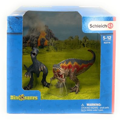 Schleich 42216 Spielzeugfigur T-Rex und Velociraptor Dinosaurs Dinosaurier klein