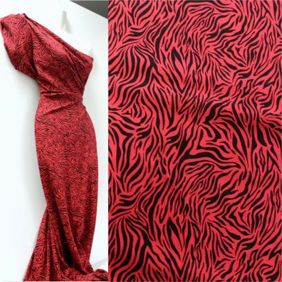 0,5m Jersey " Zebra rot", 150 cm breit, Baumwolljersey