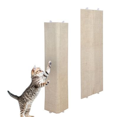 Katzen Kratzbrett 2-seitig Sisal + Plüsch 80cm - 2er Set - Wand Kratz Ecke Matte Baum