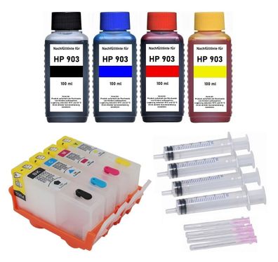 Nachfüllbare Tintenpatronen wie HP 903 XL + 400 ml Tinte - OfficeJet Pro 6978