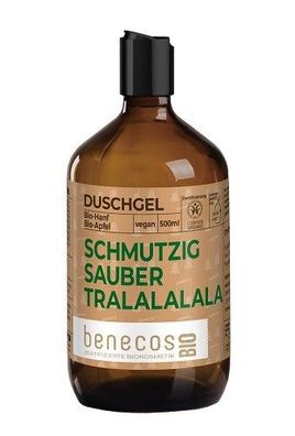 BenecosBIO Duschgel Bio-Hanf & Bio-Apfel - Schmutzig sauber tralalalala, 500 ml