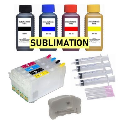 Wiederbefüllbare Tintenpatronen wie Epson 405XL + 400 ml Dye-Sublimationstinte