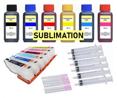 Wiederbefüllbare Tintenpatronen wie Epson T24XL + 600 ml Dye-Sublimationstinte