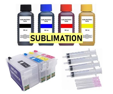 Wiederbefüllbare Tintenpatronen wie Epson T27XL + 400 ml Dye-Sublimationstinte