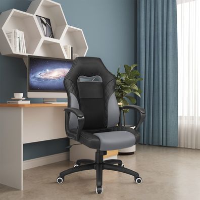 Hansiro Gaming Stuhl Bürostuhl ergonomisch bis 150 kg belastbar Schwarz-Grau