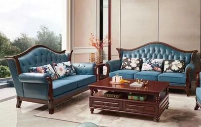 Sofagarnitur 3 + 2 Sitzer Sofa Couchgarnitur Couch Sessel Leder Luxus Möbel Neu