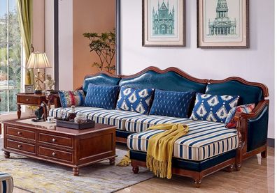 Blaue Ledercouch Ecksofa Polster Möbel Klassische Chesterfield Möbel Luxus Couch