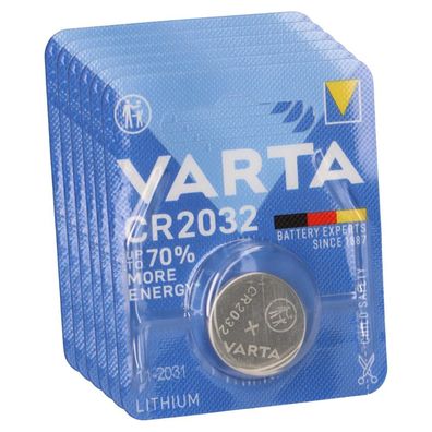 6x VARTA Lithium-Knopfzelle 3V CR 2032 DL 2032 ECR 2032 L14 EA - 2032C Lithium 5004LC