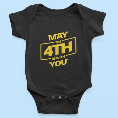 Bio Baumwolle Babystrampler für Star Wars Fans MAY THE 4TH BE WITH YOU