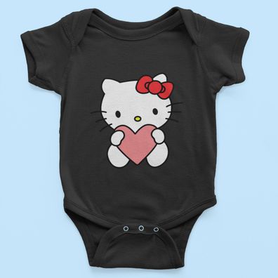 Bio Baumwolle Babystrampler für Hello Kitty Fans mit Herz