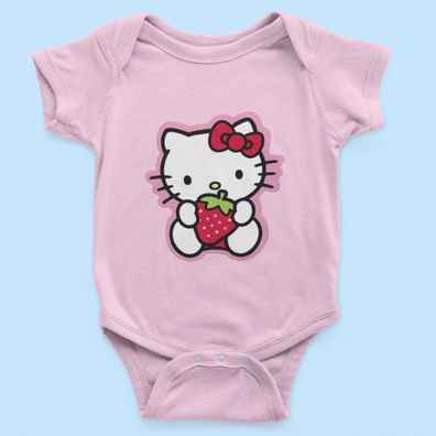 Bio Baumwolle Babystrampler für Hello Kitty Fans Erdbeere