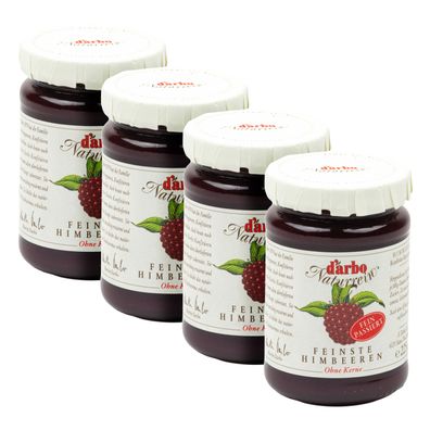 Food-United DARBO Konfitüre Extra passierte Himbeeren-Konfitüre für Singles 4x 225g