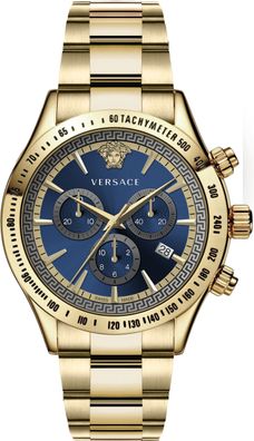 Versace VEV700619 Classic Chronograph blau gold Edelstahl Armband Uhr Herren NEU