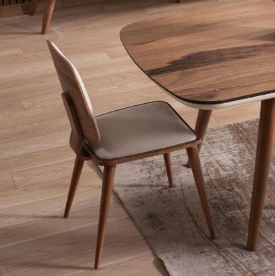 Esszimmerstuhl Stuhl Küchenstuhl Sessel Sitzer Stoff Modern Braun Holz