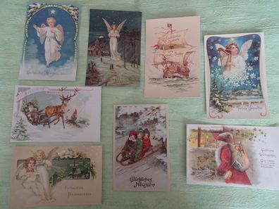 8 WeihnachtsPostkarten Engel Kinder Weihnachtsmann Verse....