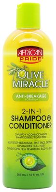 African Pride Olive Miracle Anti Breakage 2in1 Shampoo and Conditioner 355ml