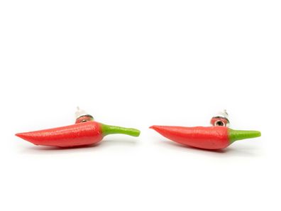 Chili Ohrstecker Miniblings Chilischote Paprika Küche Gemüse hot spicy rot 28mm
