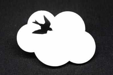 Wolke mit Schwalbe Brosche Miniblings Anstecknadel Pin Vogel Acrylglas weiß