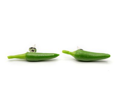 Chili Ohrstecker Miniblings Chilischote Paprika Küche Gemüse hot spicy grün 28mm