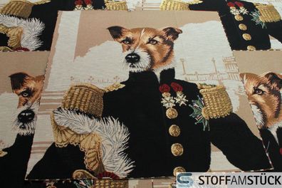 Stoff Kissen Panel Baumwolle Polyester Gobelin natur Terrier Jack Russel 47 cm