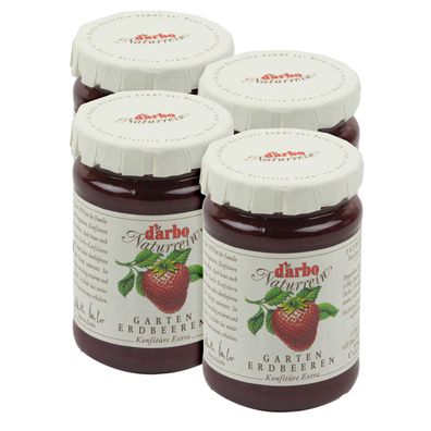 Food-United DARBO Konfitüre EXTRA Naturrein Garten-Erdbeere für Singles 4x 225g