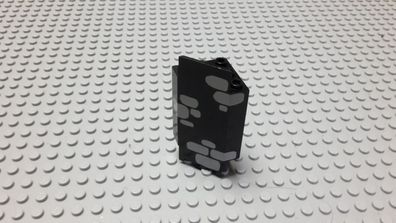 LEGO 1 Panel Burgwand Ecke 3x3x6 Schwarz Bedruckt Nummer 2345pb06