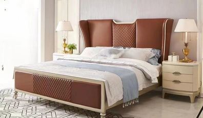 Luxus Bett Braun Betten Bettgestelle Doppel Modern Doppelbett Schlafzimmer Neu