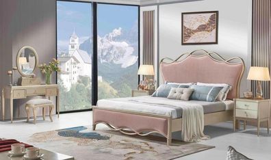 Design Schlafzimmer Bett Luxus Betten Leder Rosa Doppel Polster Möbel Textil Neu