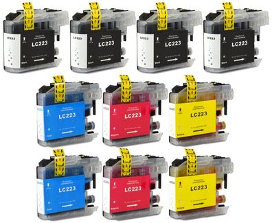 10 Druckerpatronen kompatibel mit Brother LC-221 LC-223 Black Cyan Magenta Yellow