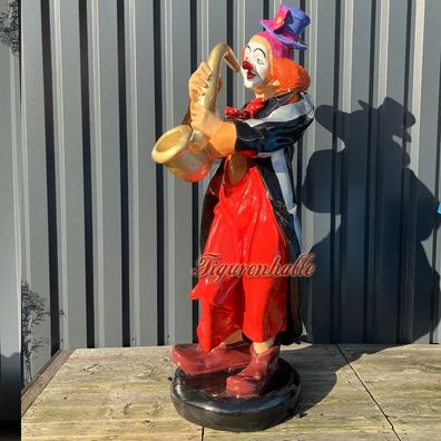 Clown Saxophon Zirkus Figur Statue Skulptur Fan Deko Dekoration lebensgroß neu