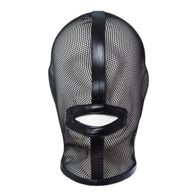 Unisex Kopfbedeckung PU Netz Gesichtsmaske schnüren Fetisch Banditen Requisiten