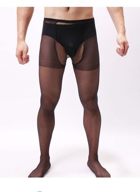 Herren Strumpfhose Netz Crotch Transparent Unterhose Fetisch Strümpfe