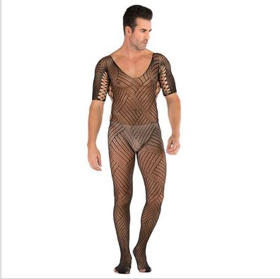 Herren Wetlook Bodysuit Net Leotard Unterwäsche Erotische Overall Cosplay Kostüm