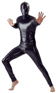 Herren Bodysuit Wetlook PVC Overall Zipper Gabelung Clubwear Cosplay Kostüm