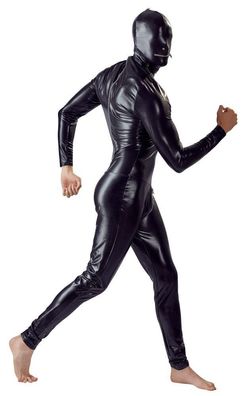 Herren Zip Overall Mit Maske Mattlook Bodysuit Fetisch Leggings Club Catsuit S-2XL