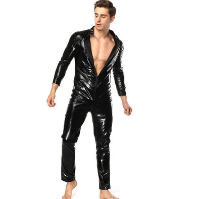 Herren Wetlook Bodysuit Leotard Jumpsuit Fetisch Clubwear Zipper Cosplay Kostüm