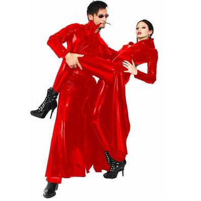 Herren Damen Cosplay Kleid Halloween Kostüm Matrix Graben Catsuit Rot Schwarz